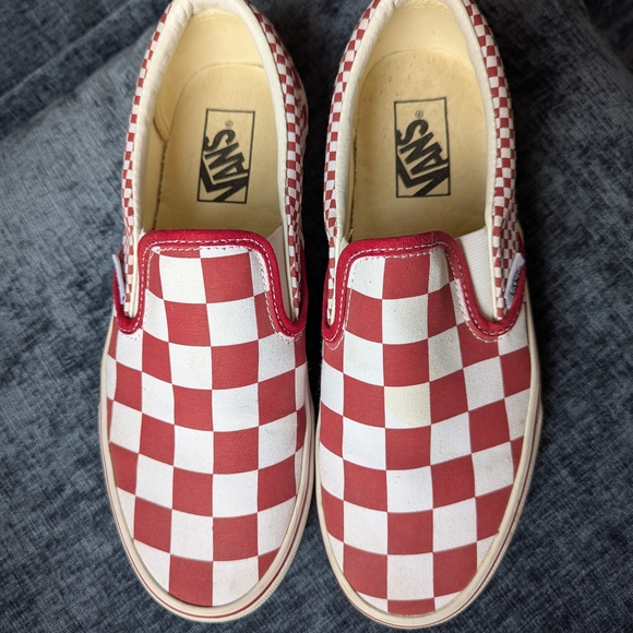 Vans Shoes - Vans Red Checkered Slip-On Shoes